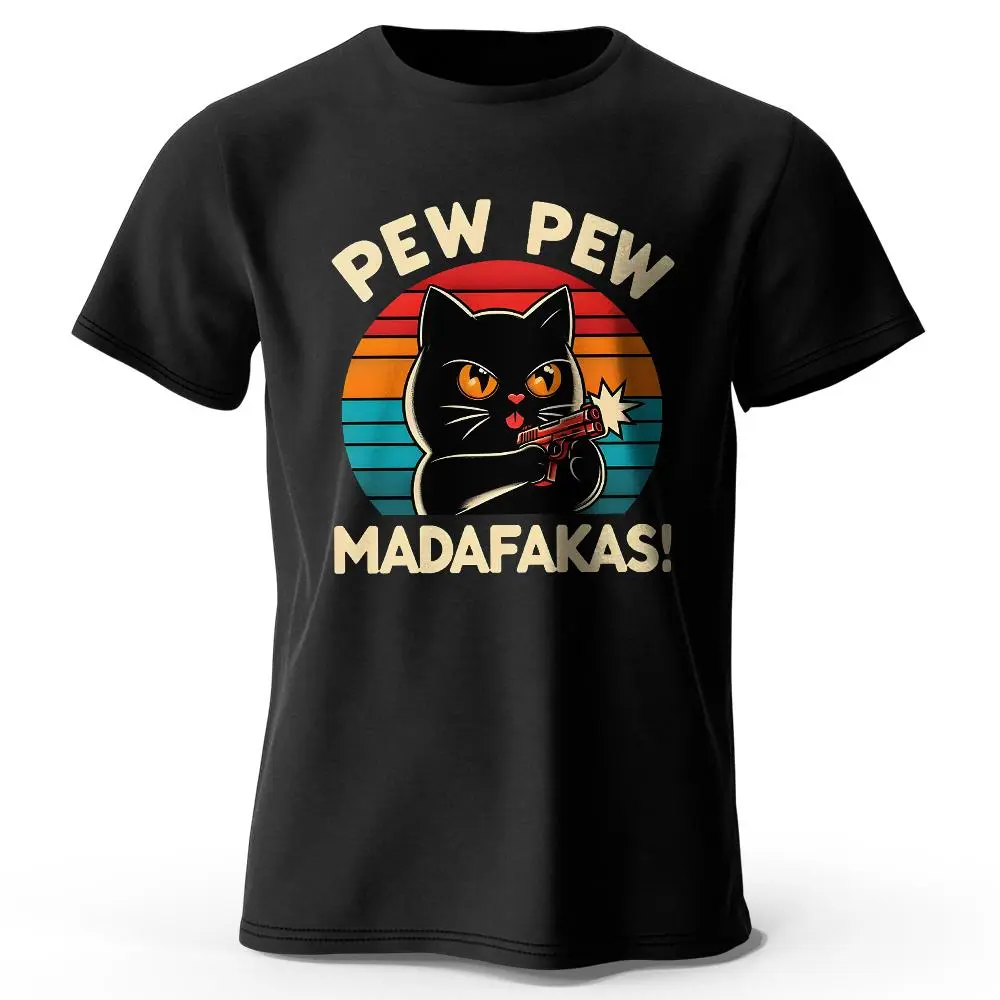 Cute Hand-Drawn Cat Doodle Print 100% Cotton T-Shirt, Ultra Soft Round Neck Short Sleeve Tee for Men & WomenFunny plus size t-shirt,Same style for men and women,Unisex graphic tees
