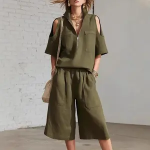 Loose and breathable short-sleeved shorts shirt loose pants two-piece set 2026 summer new women's clothing