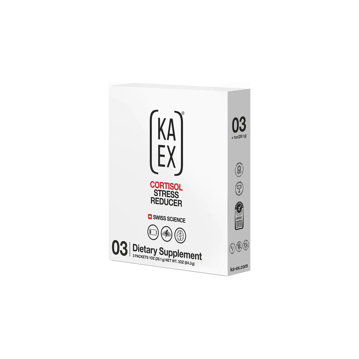 KA-EX Cortisol Stress Reducer - Cortisol Support with Phosphatidylserine, L-Tryptophan & L-Glutamine - Swiss Recovery Powder for Sleep, Stress & Muscle Recovery - Vegan, Stimulant-Free, Informed Sport Certified Supplement Healthcare