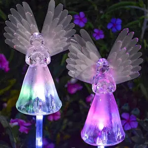 2-Pack Memorial Day Solar Angel Lights – Color-Changing LED Garden Stakes | Waterproof Grave Decorations & Sympathy Gift for Cemetery, Yard, or Patio