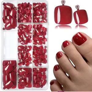 Press on Toenails, 240pcs/box Short Square Fake Toenail Tip, Minimalist Press on Toes Nail, DIY False Toenails, Suitable for Women & Girls