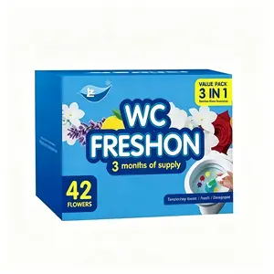 Toilet Gel Stamp Cleaner 42 Flowers Automatic Toilet Bowl Cleaner Gel Deodorizer Freshener Long Lasting Toilet Cleaning Gel Stamps Bathroom Cleaning Supplies