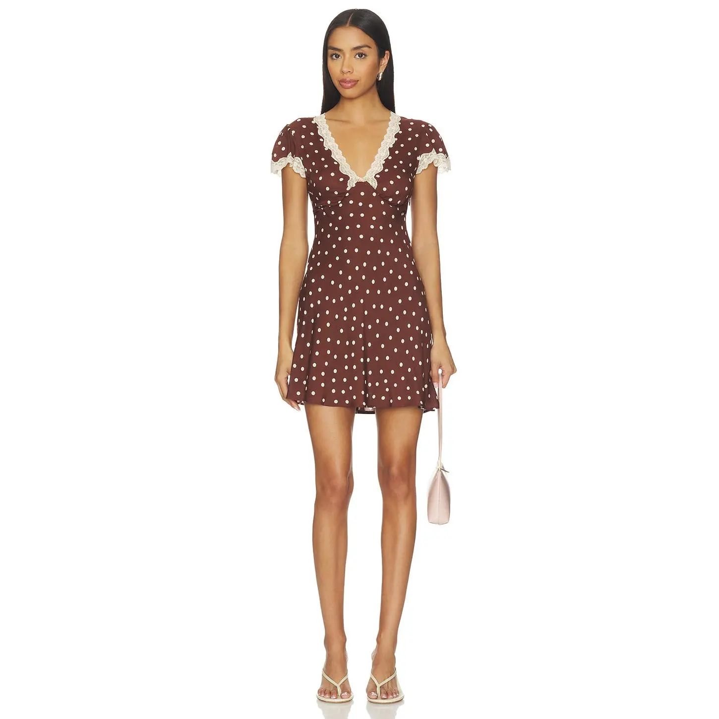 RIXO Cely Dress in Layla Dot Brown