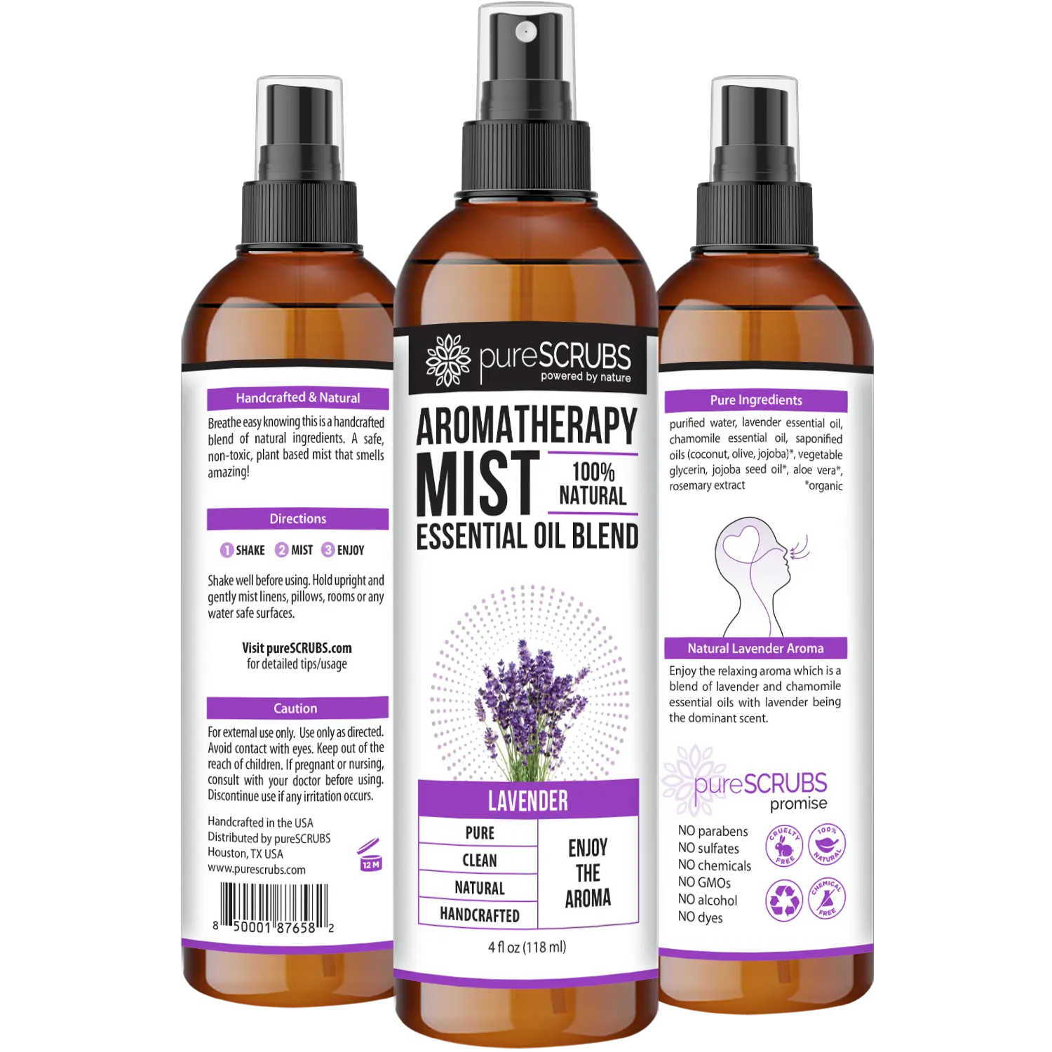 Lavender Aromatherapy Mist - 100% Natural Essential Oil Blend for Room, Body, Linens