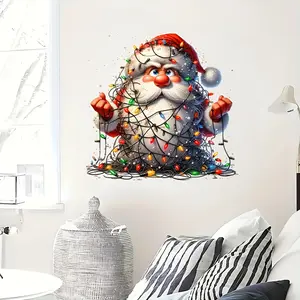 Santa Claus Wall Stickers - Self-adhesive Sparkling Lighting, Waterproof PVC Holiday Wallpaper Suitable for Bathrooms, Living Rooms, Bedrooms - Perfect Christmas Gift, Seasonal Home Decoration, Fun Holiday Theme, Glossy Design, Home Decor