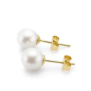 Freshwater Pearl Stud Earrings | AAA+ Genuine Cultured Pearls | Sterling Silver  | Hypoallergenic Pearl Ear Studs Set