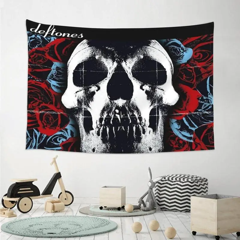 Smooth Deftones Skull Tapestry, Indoor Home Decor Wall Hanging for Bedroom, Art Poster Wall Blanket for Party Decoration Photo Print, Skull Tapestries, Indoors