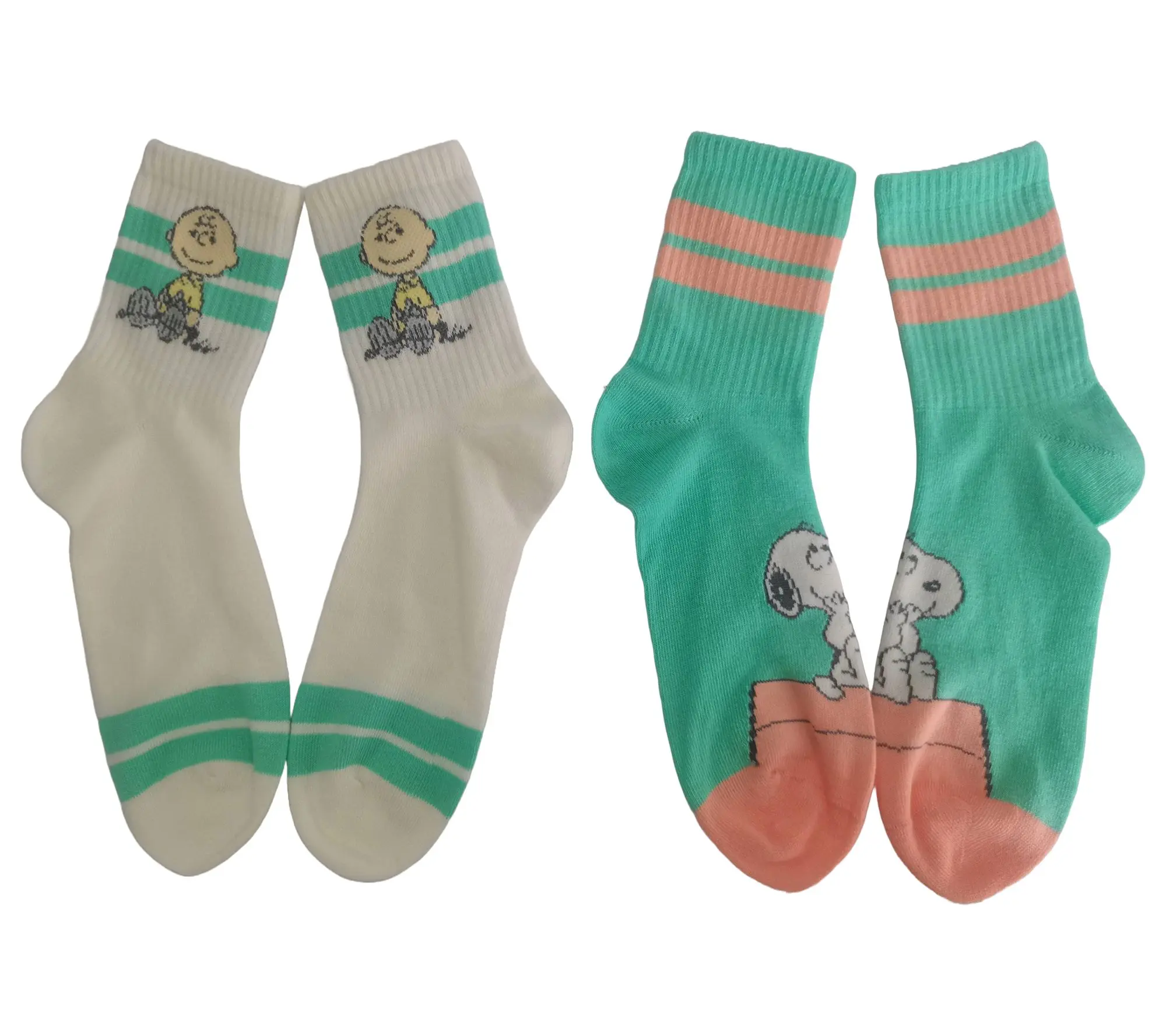 Peanuts Ladies' Set of 2 Snoopy Ribbed Mid CrewSocks
