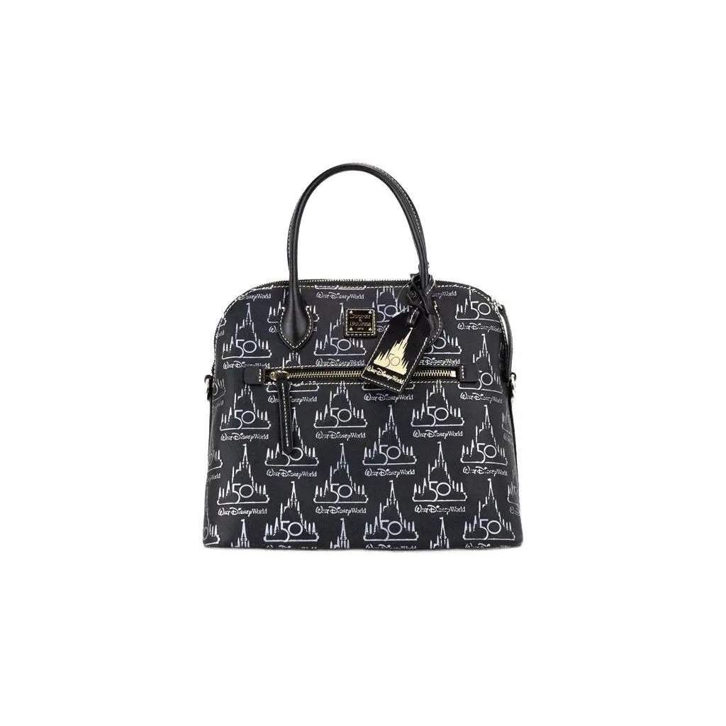 Pre-owned Dooney & Bourke Leather Tote Bags Black Walt World 50th Anniversary Satchel Women's Handbag