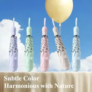 Ultra-Light Automatic Adult Umbrella, Macaron Color 190T Nylon Sun-Rain Umbrella with Black Glue UV Protection, 48-53cm Radius, Waterproof for Sunny Days