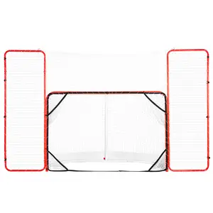 VEVOR Hockey Goal with Backstop and Targets,  Street Steel Hockey Net, 72" Pro Hockey Training Goal Set, Portable Indoor Outdoor Hockey Goal with Net, Easy Assemble, White/Red