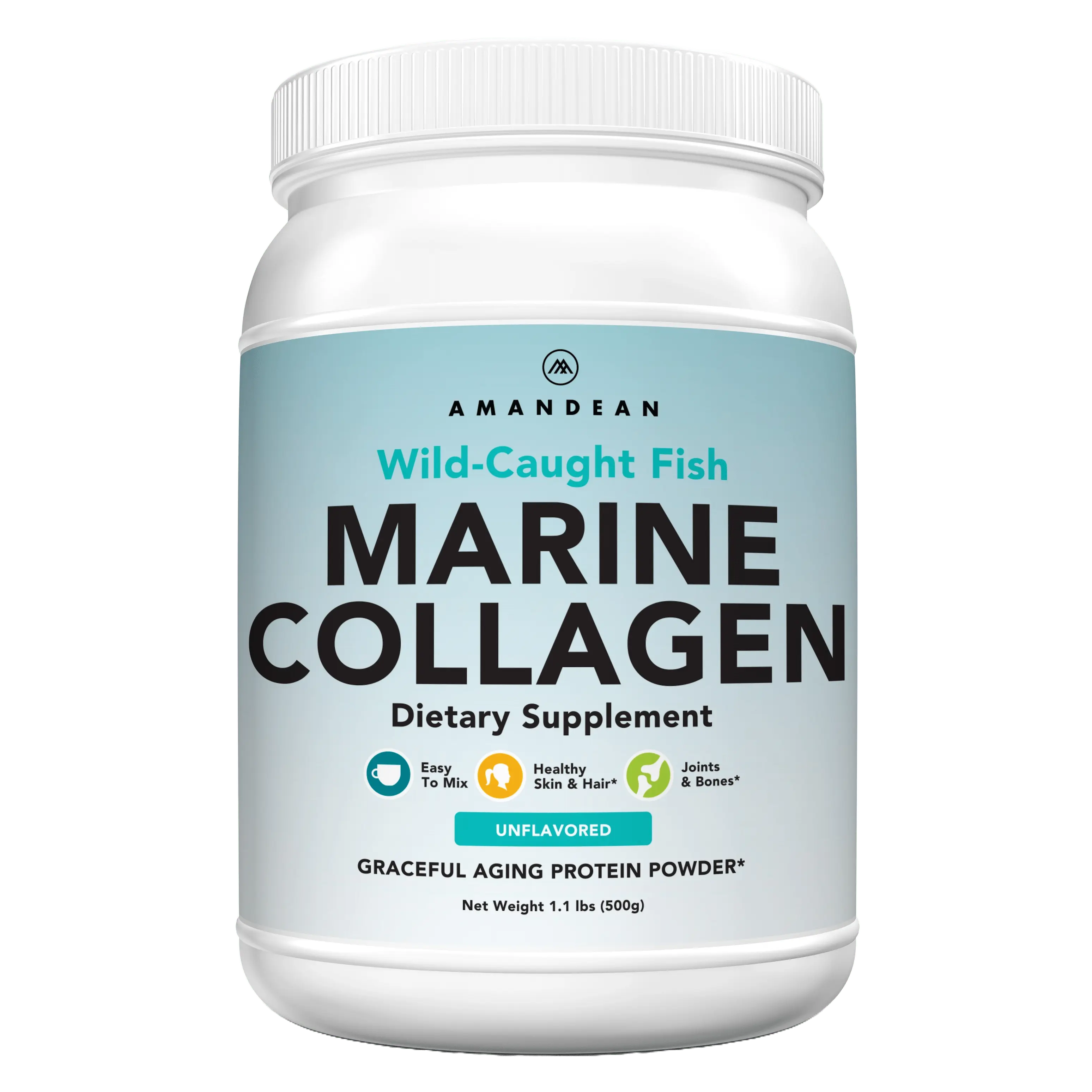 Amandean Premium Marine Collagen Powder 17.6 Oz - Dietary Supplement for Health & Beauty