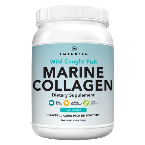 Amandean Premium Marine Collagen Peptides Powder, 17.6 Oz Tub, 50 Servings - Gluten-Free, Dairy-Free High-Protein Dietary Supplement for Adults' Hair, Skin, Nails & Joints