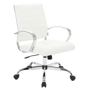 LeisureMod BO19WL Benmar Leather Office Chair, White