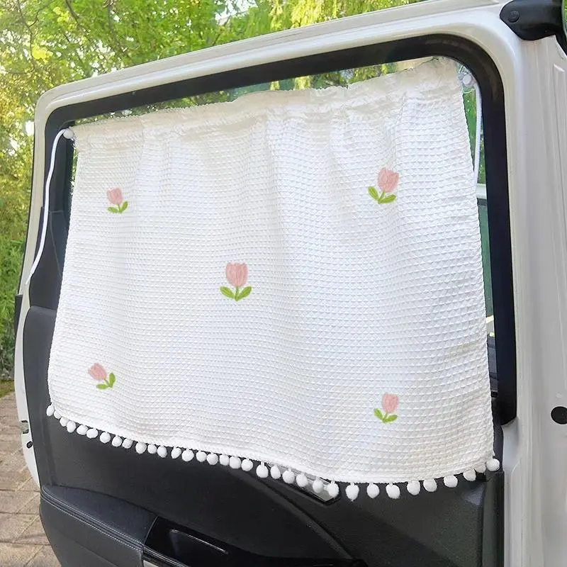 Waffle-Pattern Car Sunshade Curtain with UV Protection, Vent Visor Window Shade with Suction Cup Design, Portable Sun-Blocking Privacy Curtain for Car Interiors, Car Window Shades for Side Window, Sun Shades for Car Windows