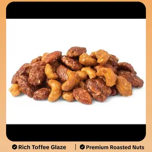 EverSnax Old-Fashioned Butter Toffee Mixed Nuts Bridge Mix Sweet Crunchy Roasted Almonds Cashews Peanuts Pecans 1 lb Resealable Bag Gourmet Snack Protein