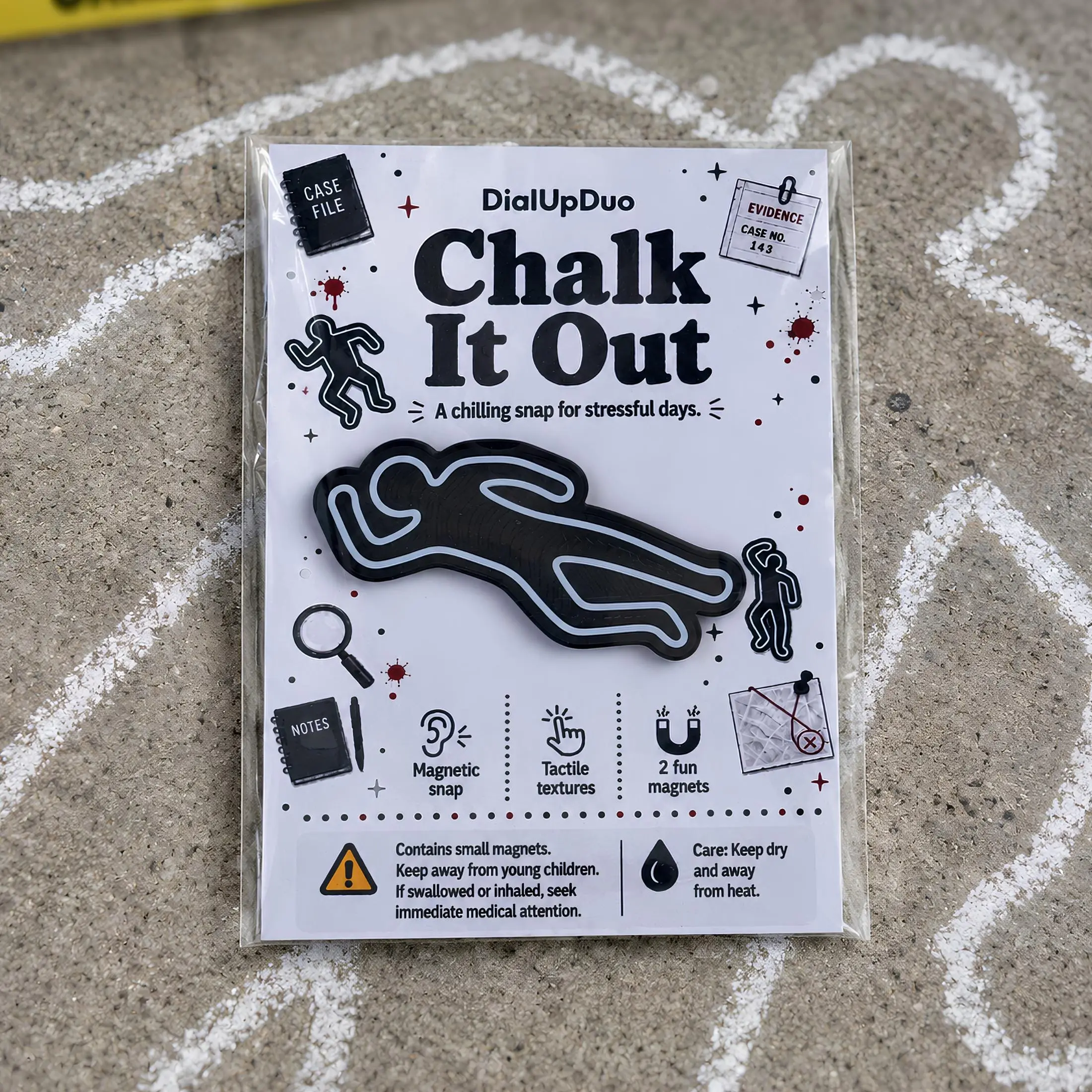 Chalk It Out True Crime Magnetic Fidget | Mystery Reader Gift