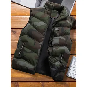 Men's Camouflage Vest Jacket - Lightweight Warm Sleeveless with Zippered Pockets and Stand-up Collar Design, Breathable Fabric, Regular Fit for Hiking, Camping, Running, Fishing - Ideal Gift for Outdoor Enthusiasts