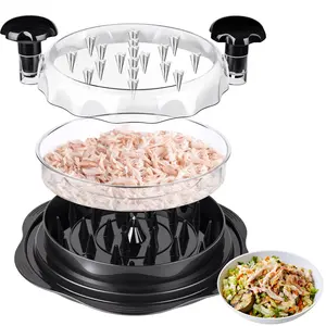 Large Chicken Breast Shredder, Ultra Sharp Meat Grinders Tool Twist with Separate Plate, Non-Slip Bottom, Ergonomic Handle, BPA Free, Meats and Salad