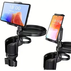 4 in 1 Car Table Tray,360° Rotation Cup Holder Tray for Car ,Mobile Phone Holder Car Cup Holder Tray , Compatible with Vehicles, Car, Road Trip Essentials