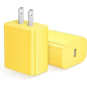 USB C Charger Block [2 Pack] iPhone 16 15 14 13 12 11 Charger Block, Type C Wall Charger 20W PD Power Adapter for iPhone 16/16Pro/16Pro Max/16Plus/15/14/13/12/11, iPad - Yellow