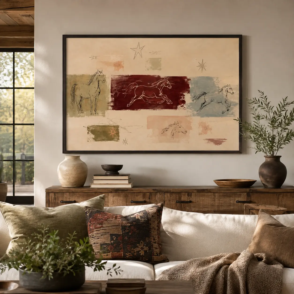 Vintage Horse Wall Art, Western Horse Poster, Rustic Equestrian Print, Cowboy Ranch Decor, Southwestern Home Artwork