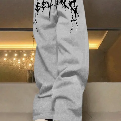 Unisex Men's Lightning Print Drawstring Waist Sweatpants, Casual Regular Fit Pocket Jogger Pants, Casual Streetwear Trousers, Casual Street Trousers for Daily Wear, Fashion Men's Bottoms for All Seasons, Casual Comfy Trouser, Casual Style Bottoms