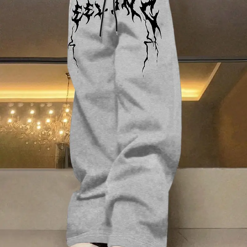 Unisex Men's Lightning Print Drawstring Waist Sweatpants, Casual Regular Fit Pocket Jogger Pants, Casual Streetwear Trousers, Casual Street Trousers for Daily Wear, Fashion Men's Bottoms for All Seasons, Casual Comfy Trouser, Casual Style Bottoms