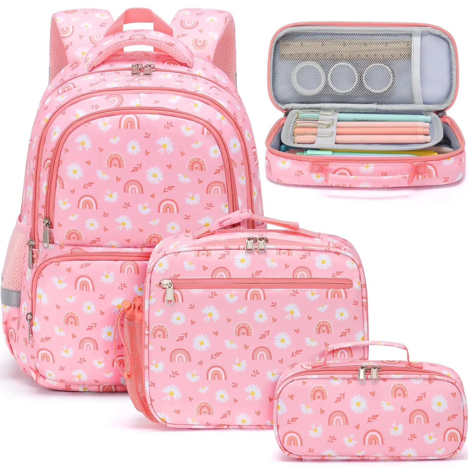 Fimibuke 3-in-1 School Backpack Set – Waterproof Cute Bookbag with Lunch Box & Pencil Case, Back to School