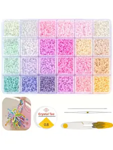 24 Color 3mm Glass Seed Beads Set, 8400 Pieces, Jewelry Making Kit, DIY Bracelet Craft, Holiday Gifts, Handmade Accessories