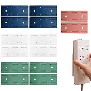 14 Pack Self Adhesive Power Strip Holder Wall Mount Socket Fixer, No Drill Plug Organizer Cable Management, Removable Strong Adhesive Sticker Mount for Power Strip, Socket, Router, Remote Control, Home, Kitchen, Office, Desk and Nightstand