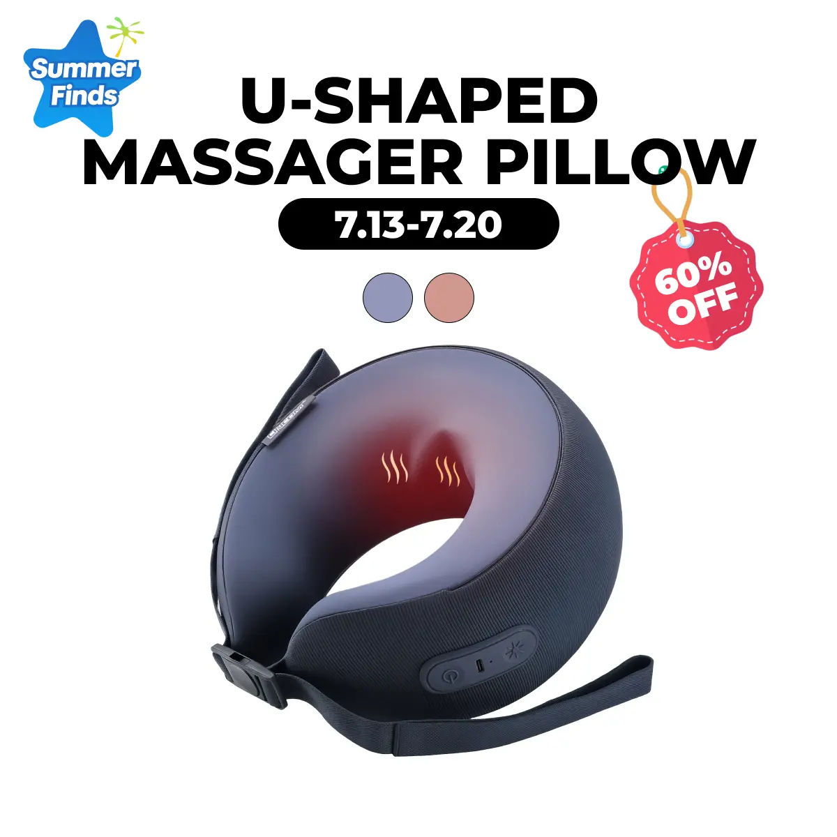 CINCOM U-Shaped Neck Massager Pillow for Cervical Support, with Soothing Heat & Kneading, 360° Memory Foam Support, Cordless, Rechargeable & Portable, Perfect Gift for Black Friday, Thanksgiving, Christmas, Birthdays & More