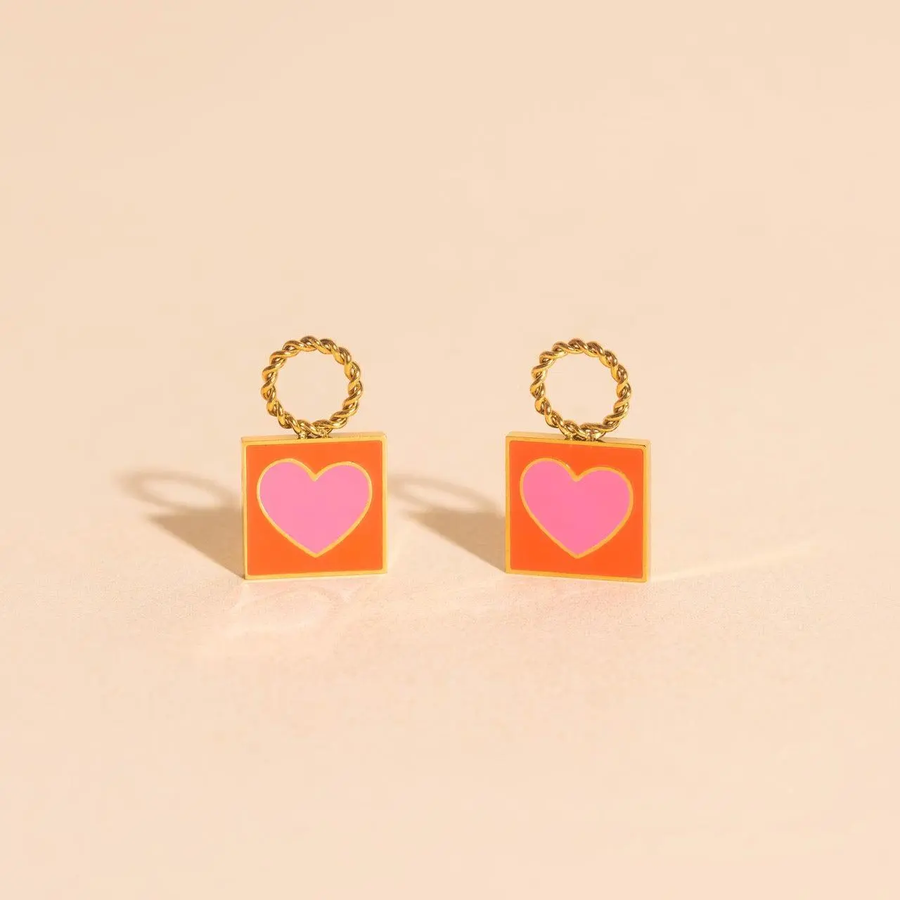 Heart Stamp Chunky Huggie Hoop Charms