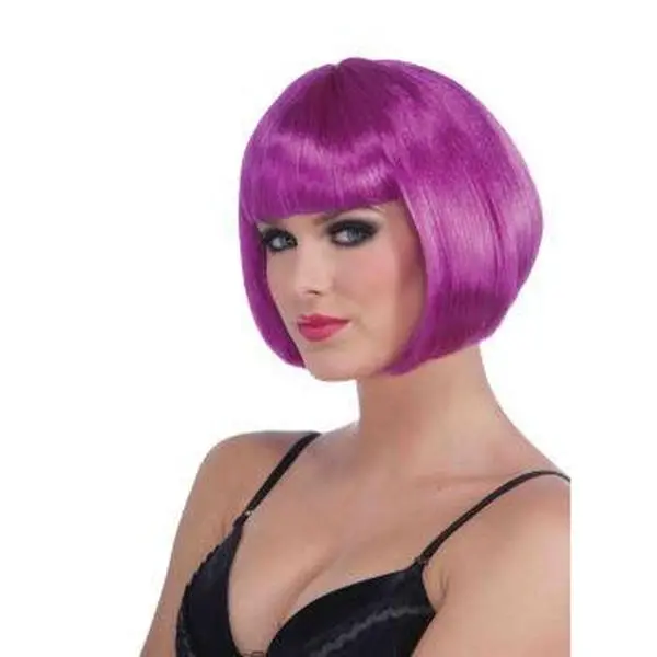 70's Neon Purple Bob Wig Costume Bob Wig 6076