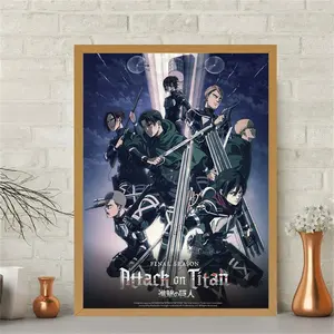 Japanese Manga Attack on Titan Wall Decor Poster, Cartoon Collection Birthday Party Decoration, Bedroom Dorm Room Background, No Frame