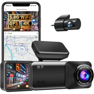 4K Dash Cam Front and Inside, 5G WiFi Dual Dash Camera for Car with HDR IR Night Vision, WiFi Dashcam