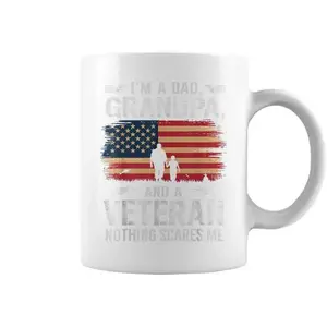 Veteran Dad Grandpa Mug 11oz 15oz, Proud Veteran Coffee Mug, Military Dad Gift, Veterans Day Gift, Patriotic American Veteran Coffee Cup