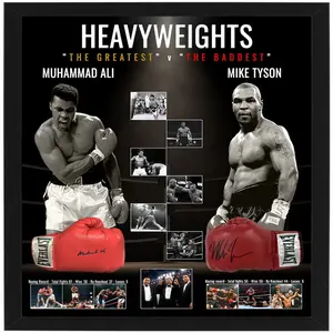 Boxing – Heavyweights “The Greatest v The Baddest” Muhammad Ali & Mike Tyson Signed & Deluxe Gloves Display