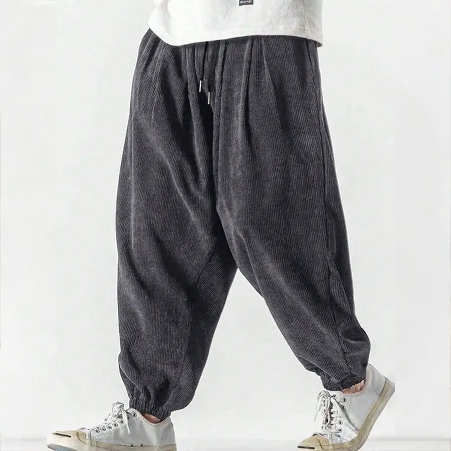 Available in packs of 4, 3, or 2. Men’s retro solid-color fleece jogger pants for autumn/winter, loose street-style sweatpants; casual solid-color long pants; loose wide men’s jogger pants.
