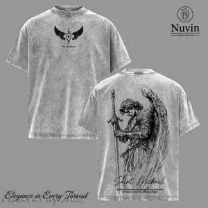 Saint Michael The Archangel x Flaming Sword T-Shirt, Sweatshirt, Hoodie Washed Christian Shirt, Aesthetic Clothes ,Scales of Justice , Jesus Tees, Christian Merch, Archangel Michael Tees ,Outfit Church