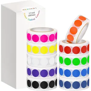 10000 count 1/2" Round Color Coding Labels Circle Dot Stickers, 10 Assorted Colors for Home Office Classroom (10 Rolls,1000 Labels/Roll)