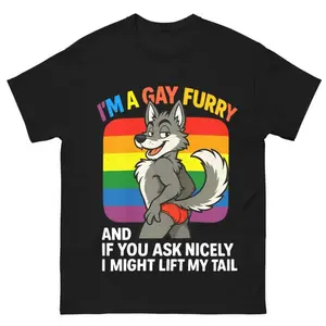 Gay Furry Pride T-Shirt Funny LGBTQ Shirt I'm A G^y Furry Tee Rainbow Fox Furry Shirt Cute Pride Gift for Furry Fans And Gay Funny Shirt