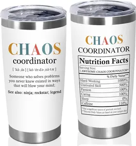 Thank You Gifts For Women - Chaos Coordinator Insulated Coffee Tumbler with Lid 20 oz - Teacher Retirement Appreciation Birthday Gifts for Women Friends Coworkers Boss Employee 20 OZ Stainless Steel Tumbler