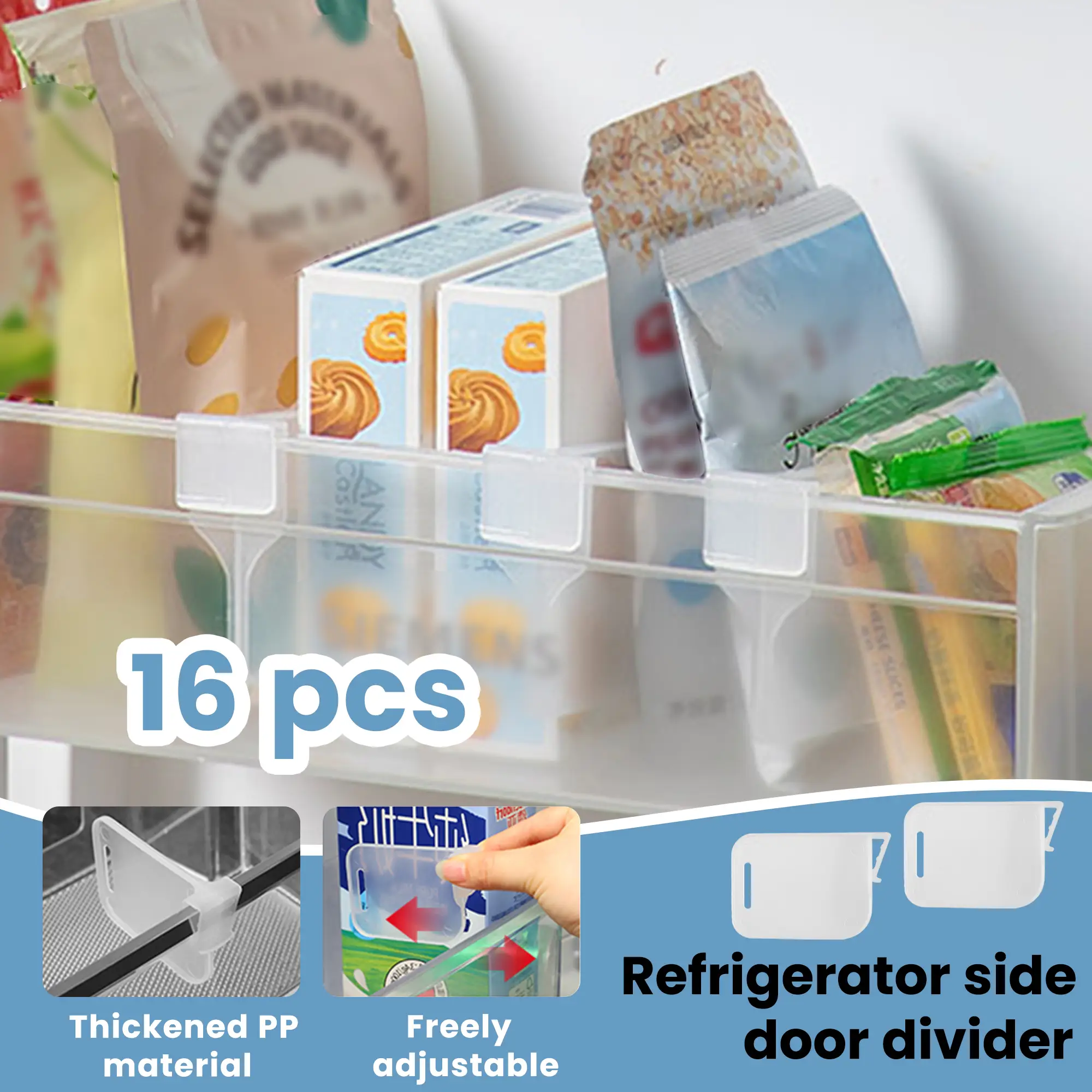 16 Counts Fridge Drawer Divider,Clear Refrigerator Organizer Bins Partition,Storage Baskets Space Allocator,Portable Drawer Separators Board,Plastic S