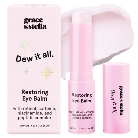 Under Eye Brightener Balm Stick – Retinol & Caffeine for Dark Circles, Puffiness, Wrinkles Instantly Hydrate & Brighten Under Eye Area Vegan Skincare with Niacinamide by grace & stella