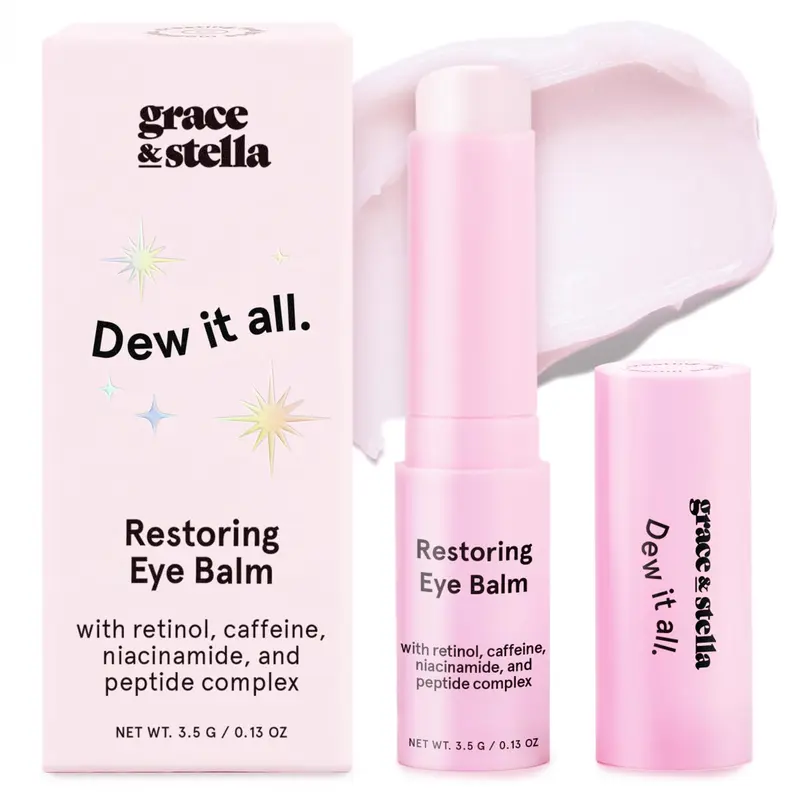 Under Eye Brightener Balm Stick – Retinol & Caffeine for Dark Circles, Puffiness, Wrinkles Instantly Hydrate & Brighten Under Eye Area Vegan Skincare with Niacinamide by grace & stella