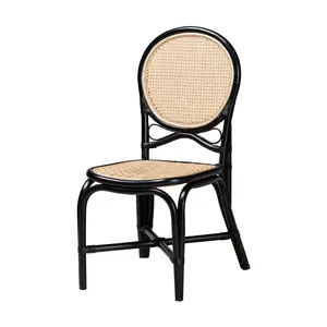 bali & pari Ayana Black and Natural Brown Rattan Dining Chair