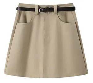 Women's Beige A-Line Mini Skirt