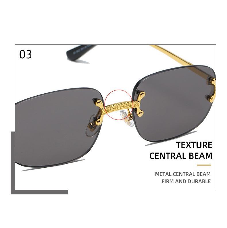 Metal frameless trimmed oval sunglasses, European and American retro fashion, high-end ins-style sunglasses