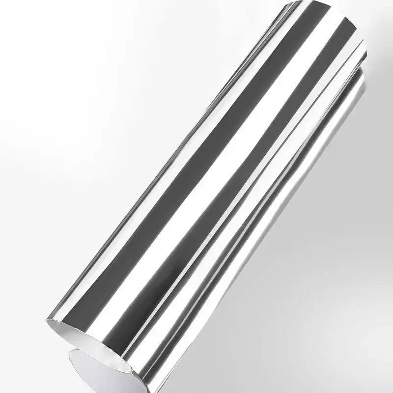 Premium Mirror Chrome Silver Stretchable Flexible Vinyl Wrap Film With Air Release Self Adhesive DIY Car Motorcycle Sticker Car Decal Sticker For Cars Universal Car Sticker Vehicle Exterior Decoration Car Decorative Sticker Vinyl Decals